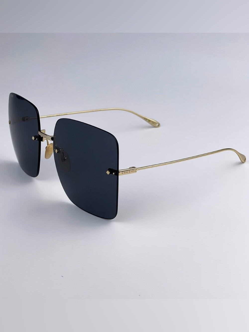 Gucci Butterfly Designer Sunglasses Gold Tinted Oversized Rimless GG1147S 001 - Picture 8 of 15